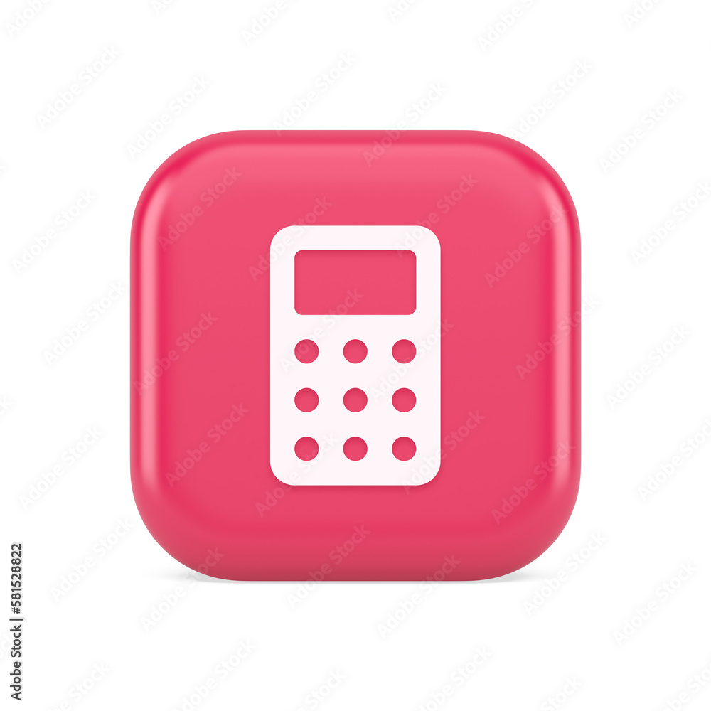 Poster calculator button mathematical number counting web application design 3d realistic icon