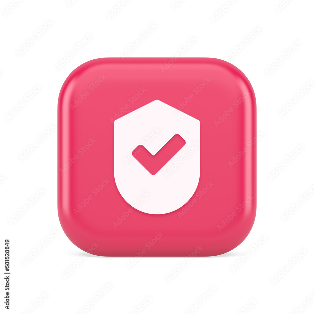 Poster done checkmark shield button success protection approved password web app 3d realistic icon