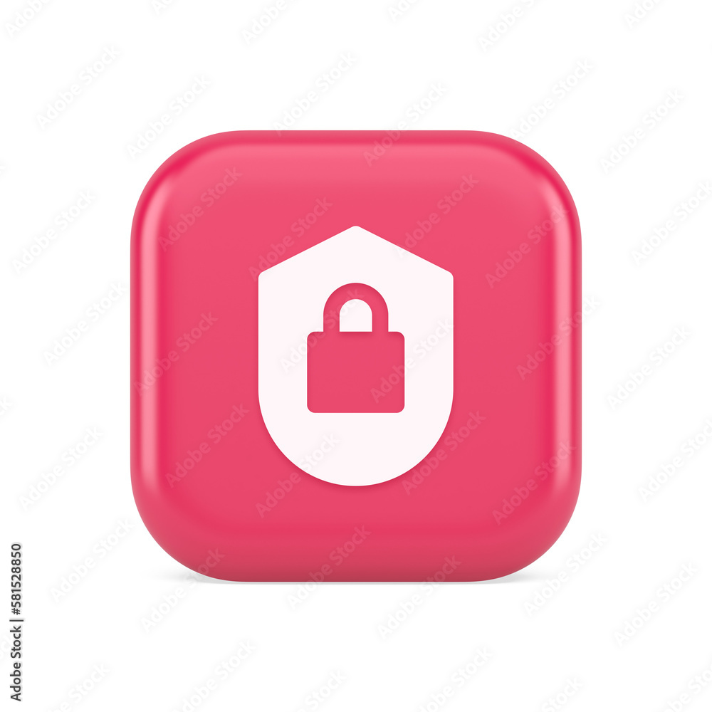 Poster lock shield security button privacy blocked password service web app 3d realistic icon