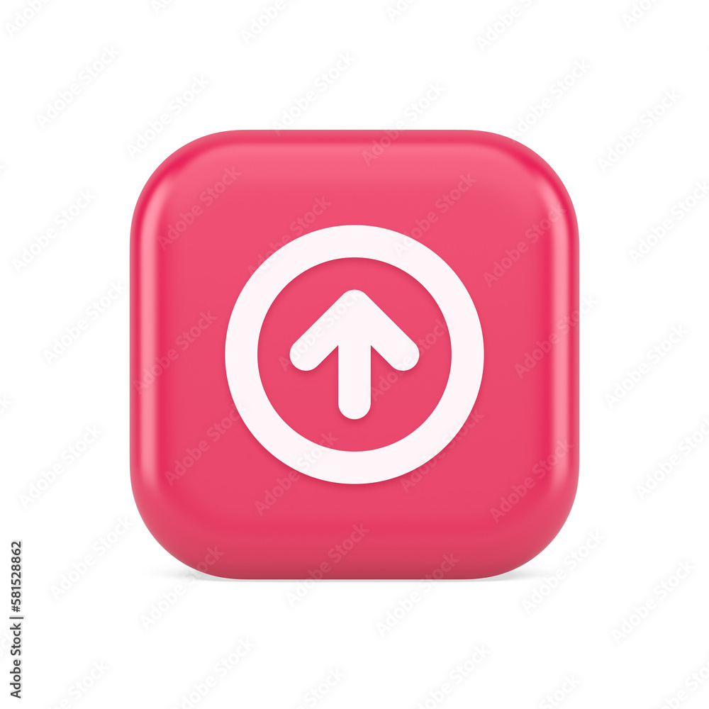 Poster up arrow round border button cyberspace navigation pointer 3d realistic icon