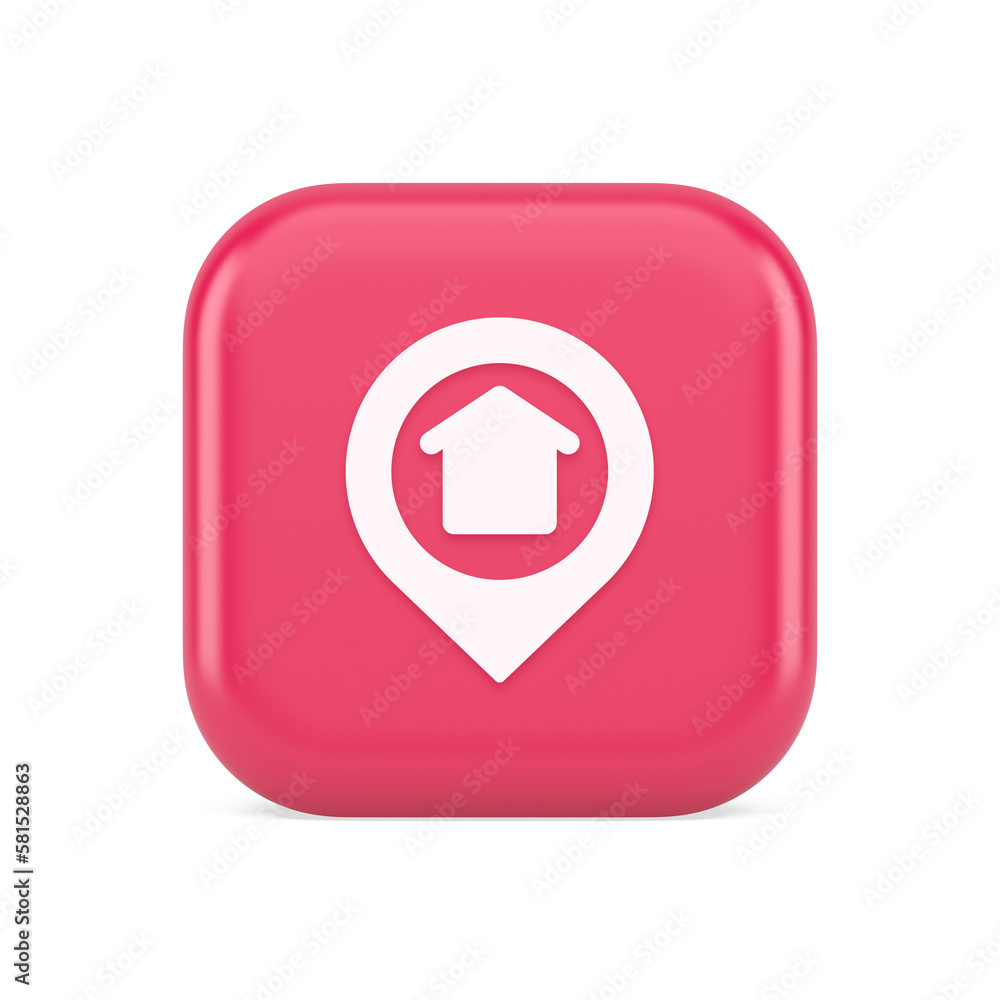 Poster urban building location find button house map pin web application 3d realistic icon