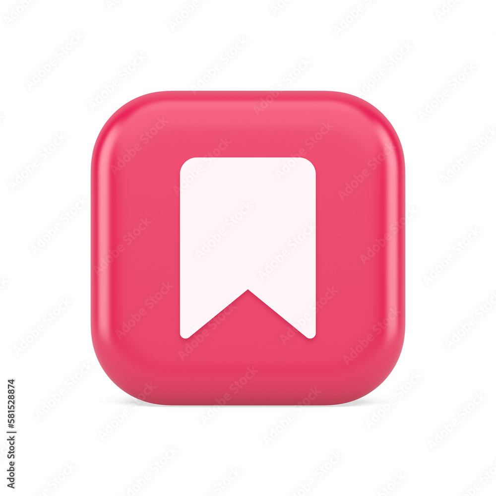 Poster bookmark tag flag button book reading document learning remember web app 3d realistic icon