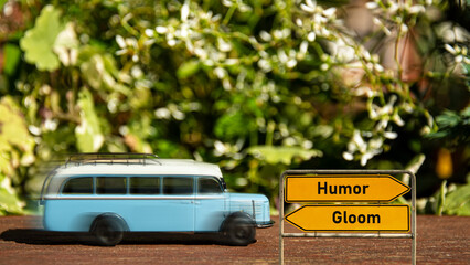 Fototapeta premium Street Sign to Humor versus Gloom