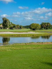 Fototapeta na wymiar Nice hole on an American golf club in south Florida 