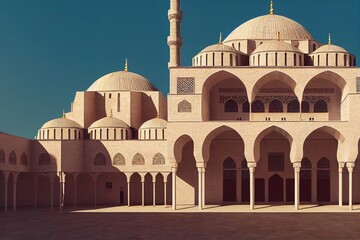 Fototapeta na wymiar Traditional Arabic mosque architecture. Istanbul, Turkish art. AI