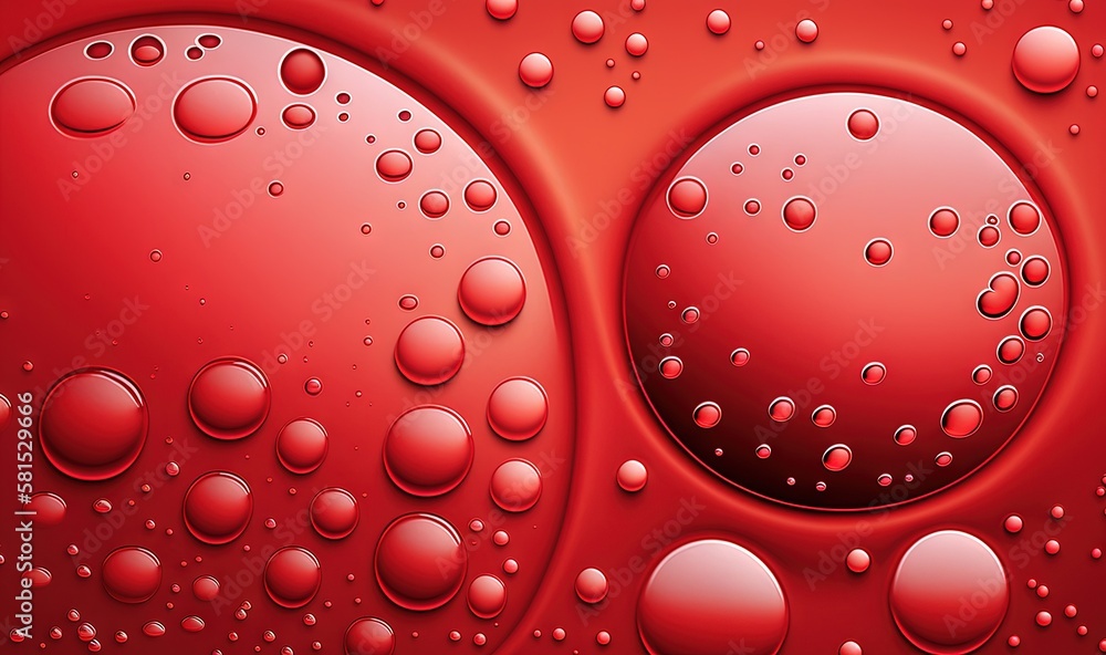 Aufkleber a close up of a red background with water drops on it and a black background with a white border and