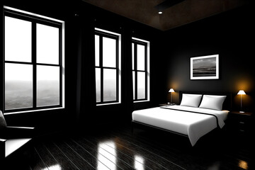 Naklejka na ściany i meble night room concept art illustrtion. Generative ai.