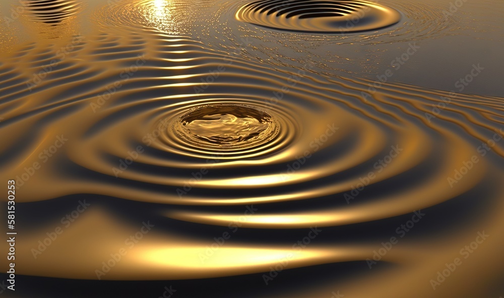Poster ripples in the water with the sun shining in the background and the water ripples in the middle of t