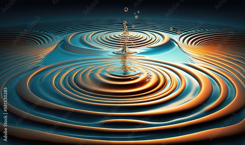 Poster a group of water ripples in the middle of a pool of water with a drop of water in the middle of the 