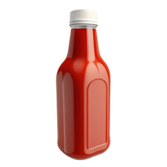 Red  ketchup squeeze plastic bottle container with no label. Isolated. White transparent background, PNG, generative ai