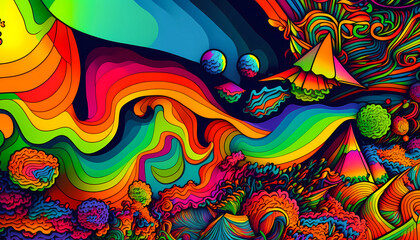 abstract psychedelic colorful background, created with generative ai