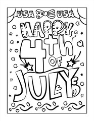 4th of July American Independence Day coloring page for kids and adults, coloring page