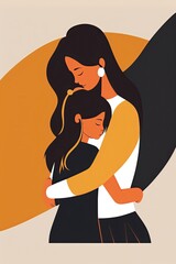 Happy mother hugging his daughter, mother's day concept. Generative AI