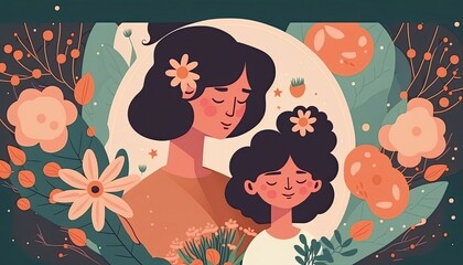 Mothers day illustration. Generative AI