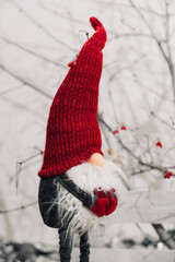 Cute christmas gnome is waiting for christmas - header, headline, banner format