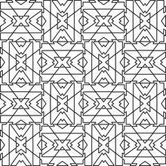 Stylish texture with figures from lines.Abstract geometric black and white pattern for web page, textures, card, poster, fabric, textile. Monochrome graphic repeating design. 