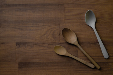 Utensils on the wooden table