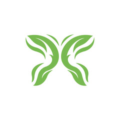 Green butterfly leaf nature modern logo