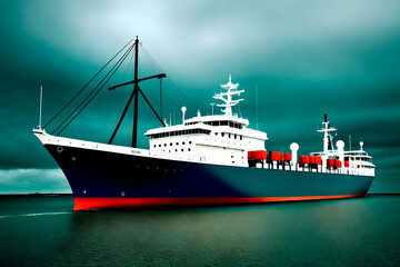 sea ship concept art illustrtion. Generative ai.