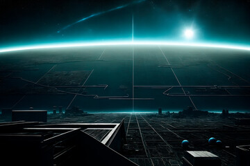 Naklejka premium space concept art illustrtion. Generative ai.