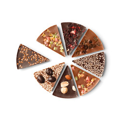 Chocolate pizza isolated on white background