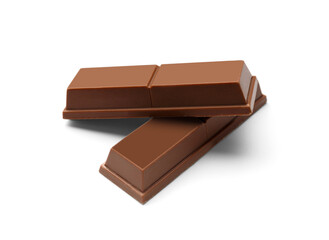 Chocolate wafer bars on a white background.