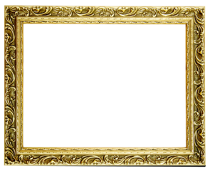 Golden wooden frame on transparent background (PNG File)	