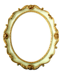 Vintage golden frame on transparent background (PNG File).	