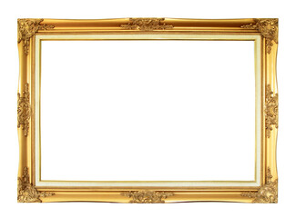Golden wooden frame on transparent background (PNG File)	
