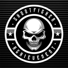 Emblem with human skull. Military achievement sign.