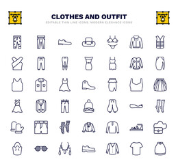 set of clothes and outfit thin line icons. clothes and outfit outline icons such as boyfriend low jean, leather shoes, lingerine, denim jacket, leather chelsea boots, oxford wave blazer, women
