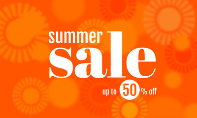 decorative composition with the inscription "SUMMER SALE up to 50% off" on an orange background in white letters