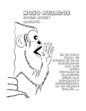 Mono aullador, dibujo 