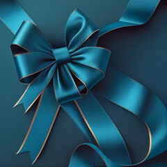 Blue background of gift bow ribbon