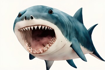 great shark isolated on white made with Generative AI