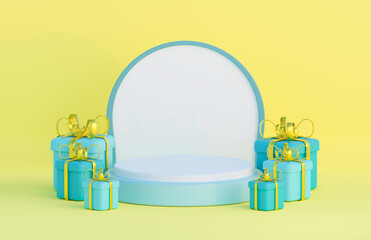 A poster for black friday or sale with blue boxes. 3d render illustration