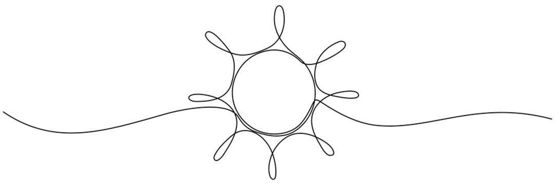 recommend clip art: Sun continuous one line art drawing. Summer sun contour line sign. Vector illustration isolated on white.