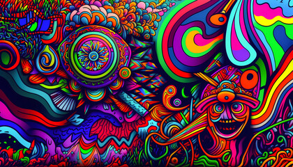 surreal psychedelic dreamy wallpaper, created with generative ai