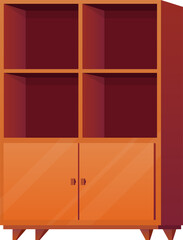 Wooden cabinet in cartoon style