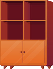 Wooden cabinet in cartoon style