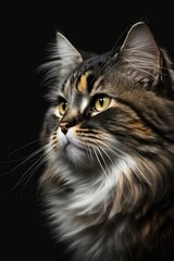 Cat close-up on black background. Generative AI