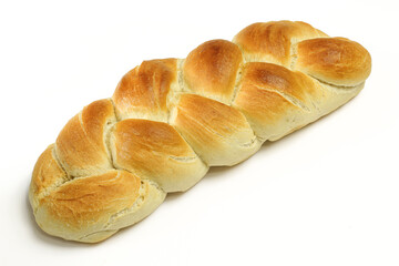 Braided pastry bun isolated on white background