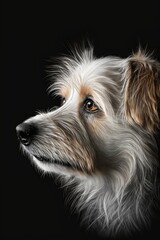 Dog close-up on black background. Generative AI