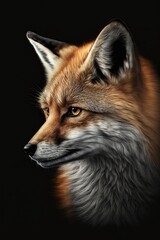 Fox close-up on black background. Generative AI