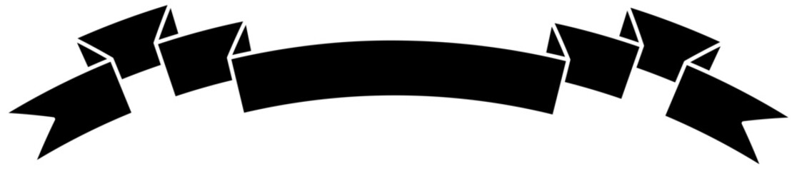 Black ribbon isolated on white element for design. Vector illustration.