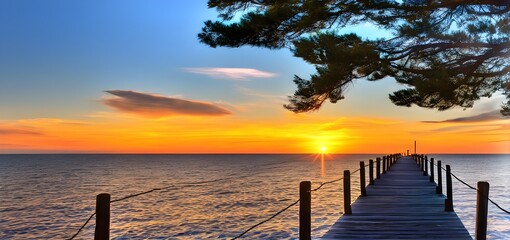 Obraz premium sunset over the sea, Generative Ai