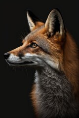 Fox close-up on black background. Generative AI