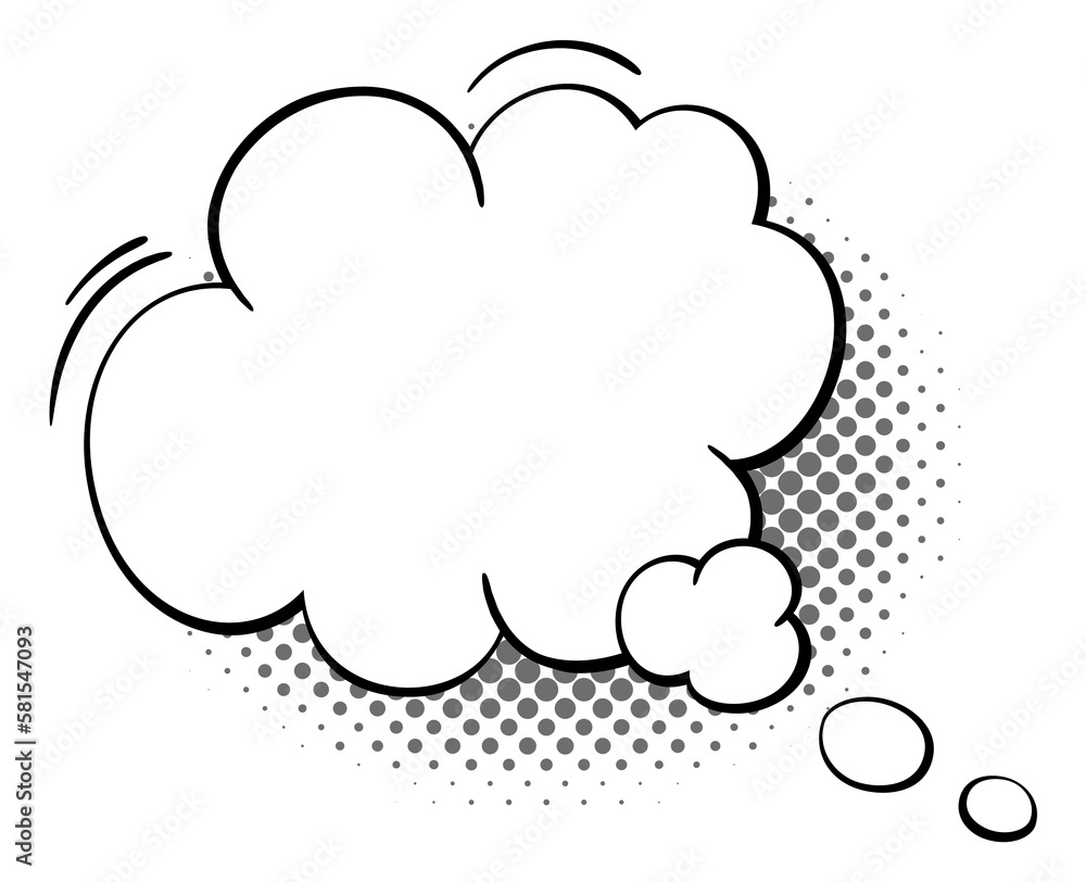 Poster conversation cloud template. blank message bubble with halftone effect
