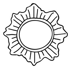 Decorative round frame. Empty shape in sketchy doodle style