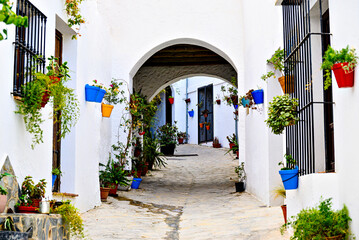El Gastor, typical streets and white houses of the white villages of Andalusia, Cadiz, Spain